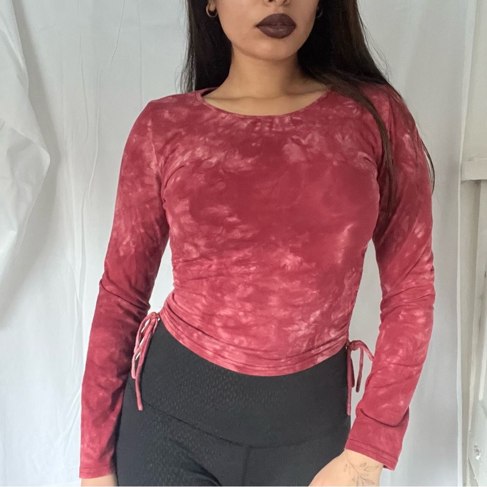 Red Tie-Dye Long Sleeve Top